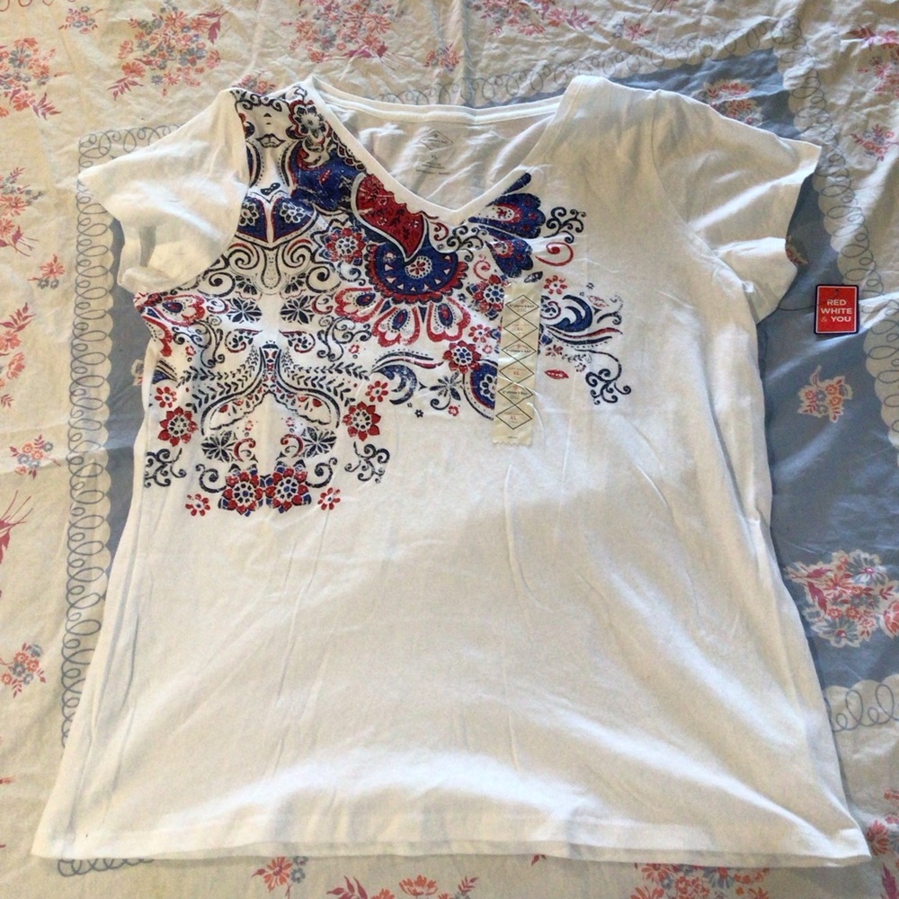 St.Johns bay red, white, and blue tee
